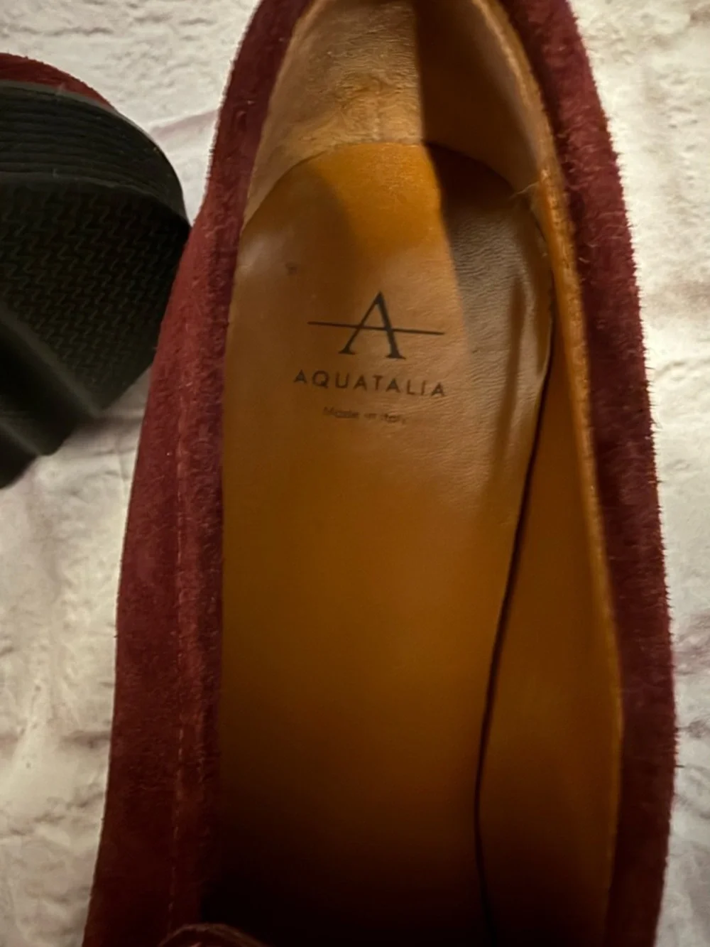 AQUATALIA Kelsey Platform Loafers Flats womans 8 Suede Leather Burgundy
